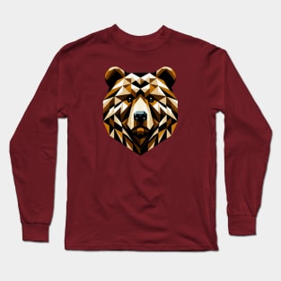 Abstract Geometric Grizzly Bear - Color Design Long Sleeve T-Shirt